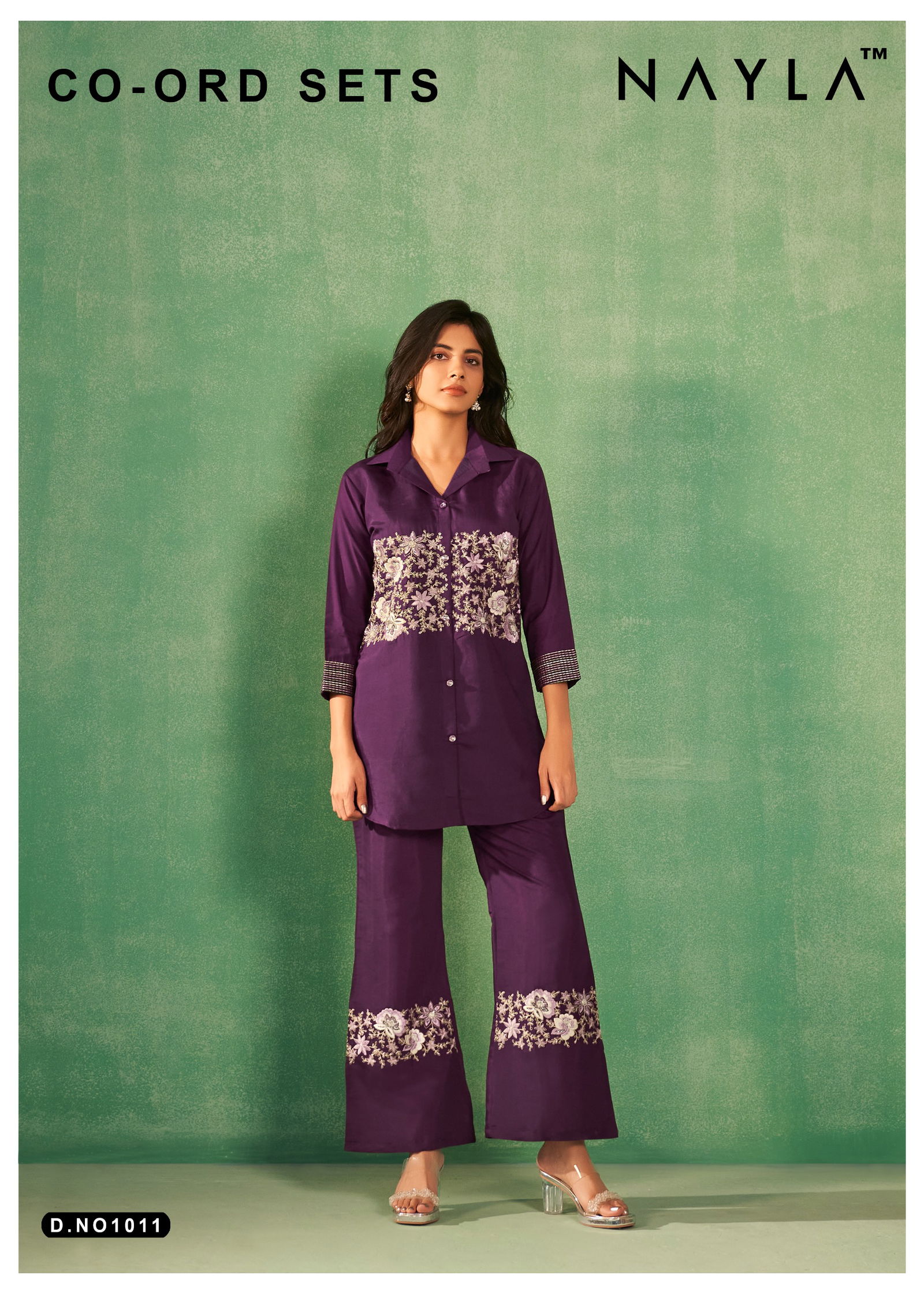 1011 Nayla Size Set Designer Work Ladies Top With Bottom Cord Set Wholesale Price In Surat	